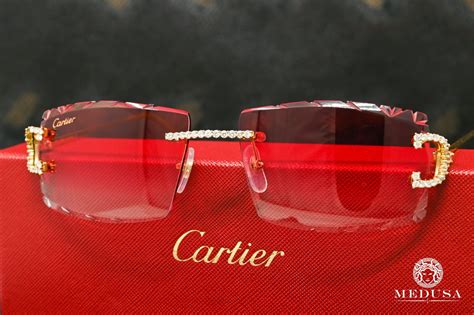 red cartier glasses with diamonds